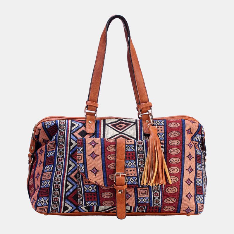 Mujeres Lona Jacquard Estilo Bohemio Estampado Geométrico Borla Bolso De Viaje Bolso Bandolera