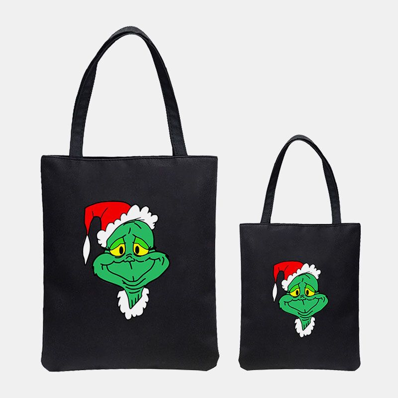 Mujeres Lona Lindo Casual Estilo Navideño Cabello Verde Monstruo Patrón Bolso De Hombro De Gran Capacidad Bolso