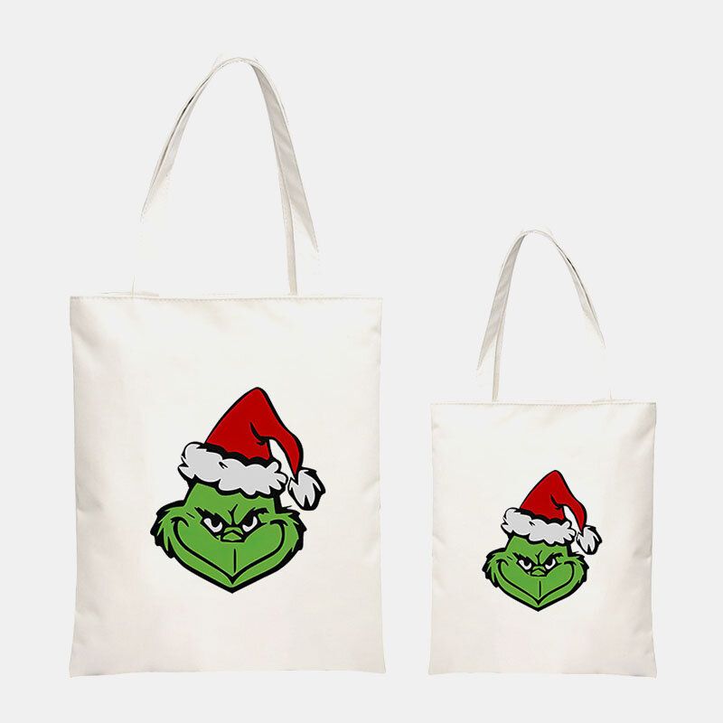 Mujeres Lona Lindo Casual Estilo Navideño Cabello Verde Monstruo Patrón Bolso De Hombro De Gran Capacidad Bolso