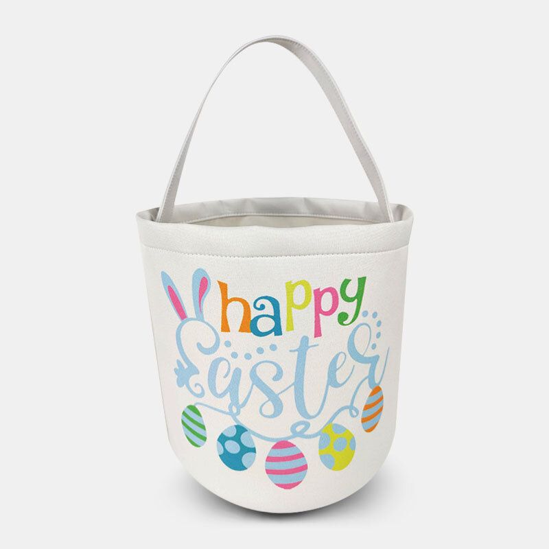 Mujeres Lona Lindo Conejo Huevos De Colores Feliz Pascua Bolso Satchel Bolsa Bolsa De Regalo