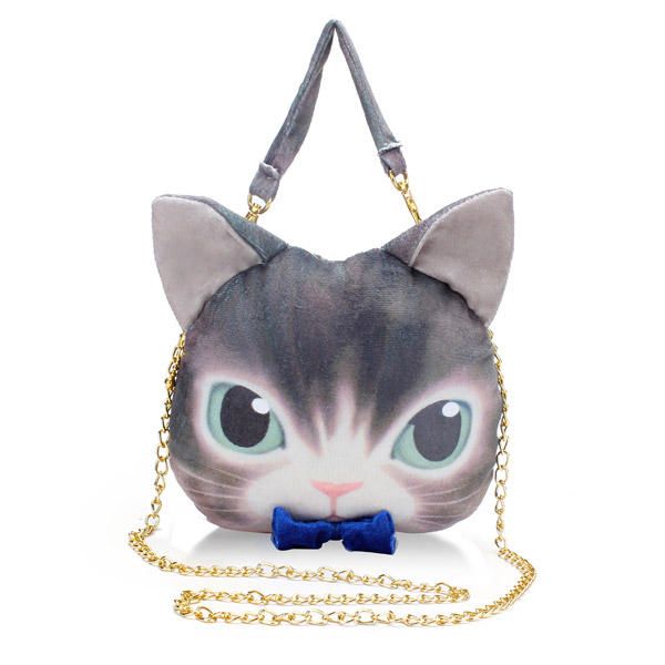 Mujeres Lovely Cat Bowknot Crossbody Bolsos Bolsos Monedero Cremallera Cartera Titular De La Tarjeta