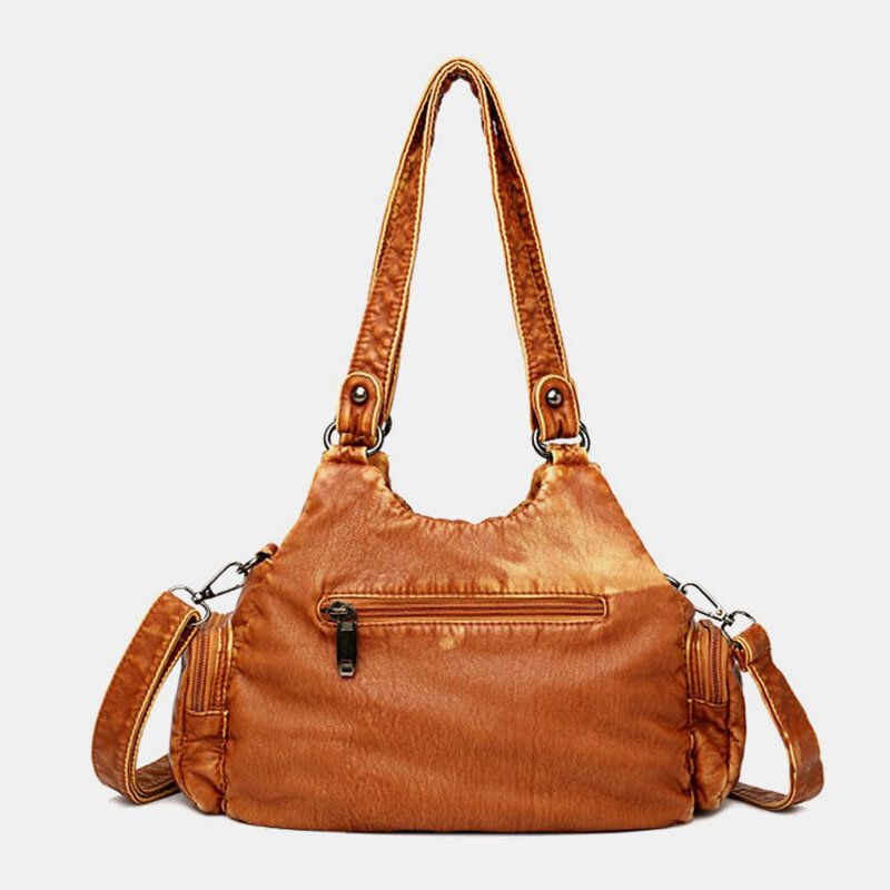 Mujeres Pu Cuero Color Sólido Gran Capacidad Bolsos De Mano De Moda Retro Bolsos Cruzados