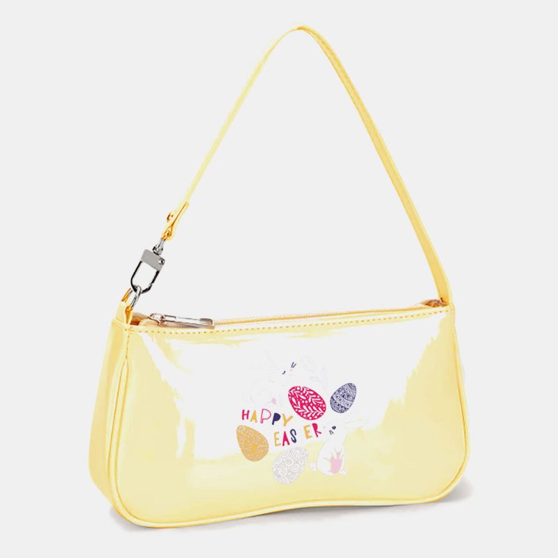 Mujeres Pu Cuero Conejo Huevos De Colores Patrón Feliz Pascua Dibujos Animados Lindo Bolso De Hombro Bolso Hobo