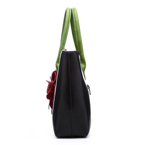 Mujeres Pu Cuero Decoración De Flores Elegante Bolso Sling Bag Bolso De Mano De Estilo Nacional