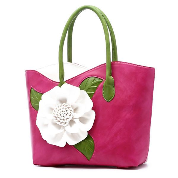 Mujeres Pu Cuero Decoración De Flores Elegante Bolso Sling Bag Bolso De Mano De Estilo Nacional