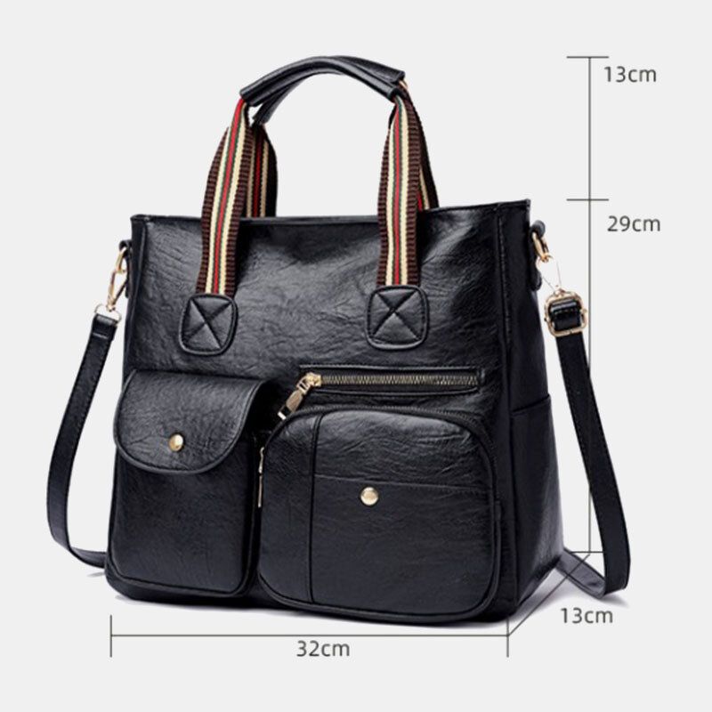 Mujeres Pu Cuero De Gran Capacidad Multi-bolsillo Elegante Tote Crossbody Bolsos Bolso De Hombro Bolso