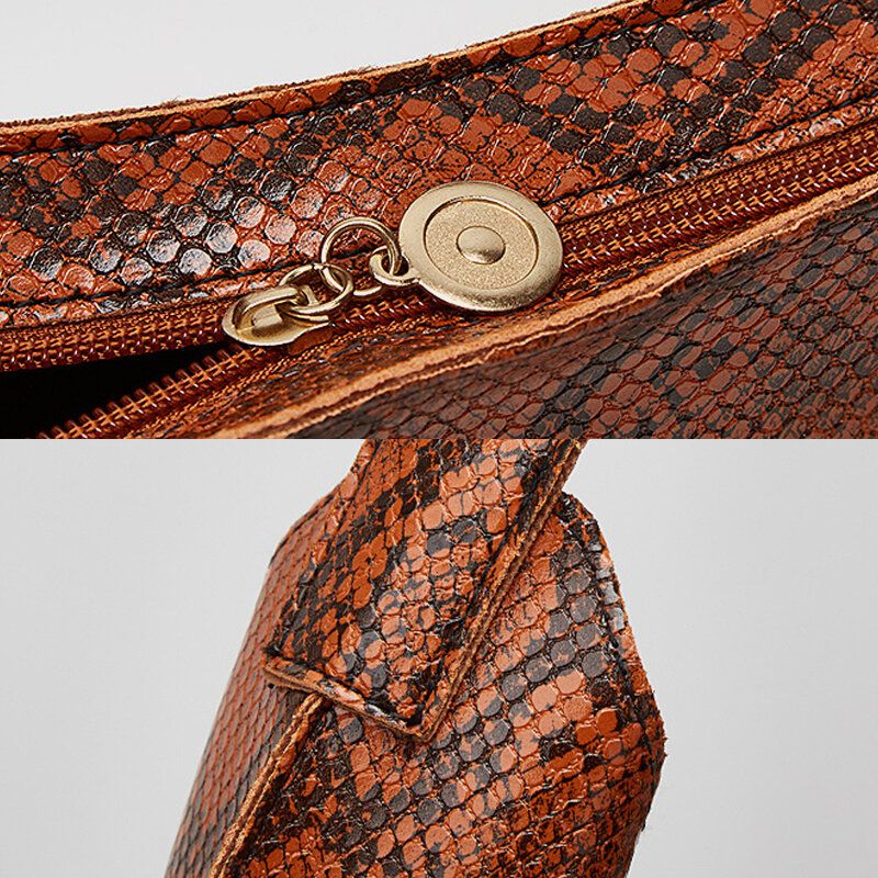 Mujeres Pu Cuero Patrón De Piel De Serpiente Forma De Bola De Masa Retro Bolso De Mano De Gran Capacidad Bolso De Hombro Bolsos