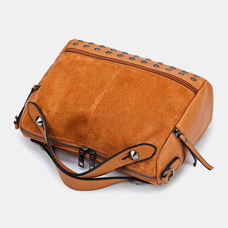 Mujeres Remache Vintage Pu Cuero Multifunción Tote Bolso Bandolera Bolso Bandolera Bolso