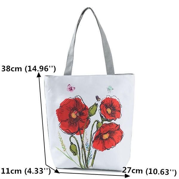 Mujeres Tinta Pintura Flor Lienzo Bolso Imprimir Bolso De Hombro