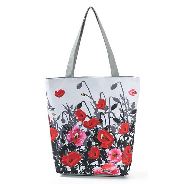 Mujeres Tinta Pintura Flor Lienzo Bolso Imprimir Bolso De Hombro