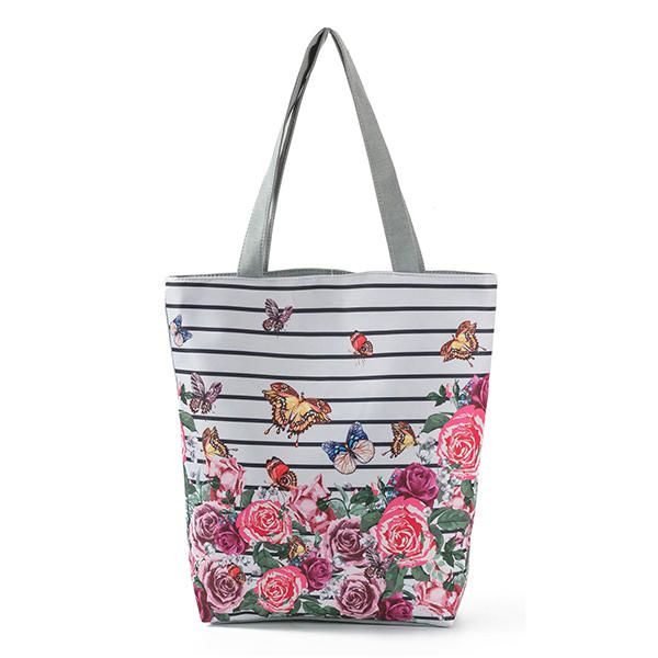 Mujeres Tinta Pintura Flor Lienzo Bolso Imprimir Bolso De Hombro