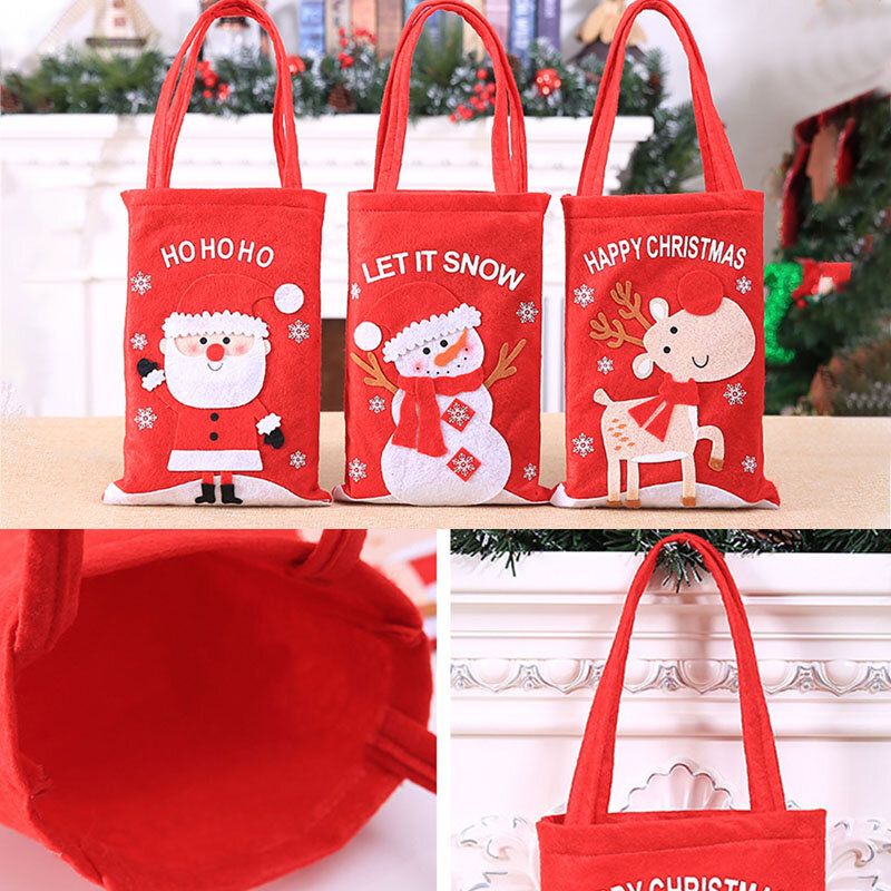 Niño Lindo Festivo Navidad Papá Noel Elk Patrón Decoración Dulces Bolsa De Bocadillos Bolso