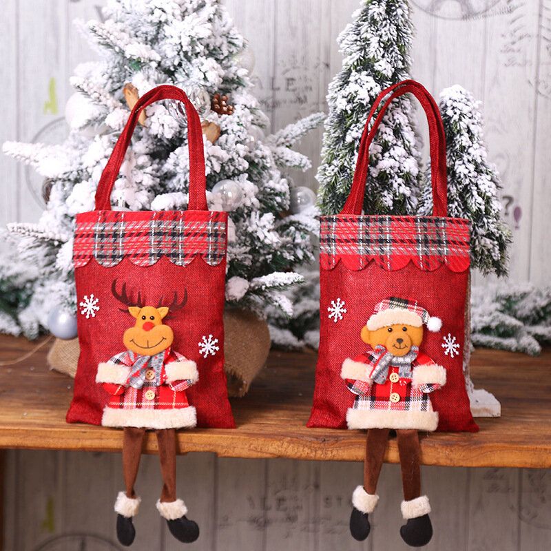 Patrón De Celosía Infantil Navidad Festiva Papá Noel Elk Patrón 3d Decoración De Pie Largo Bolso De Bocadillo De Caramelo Bolso