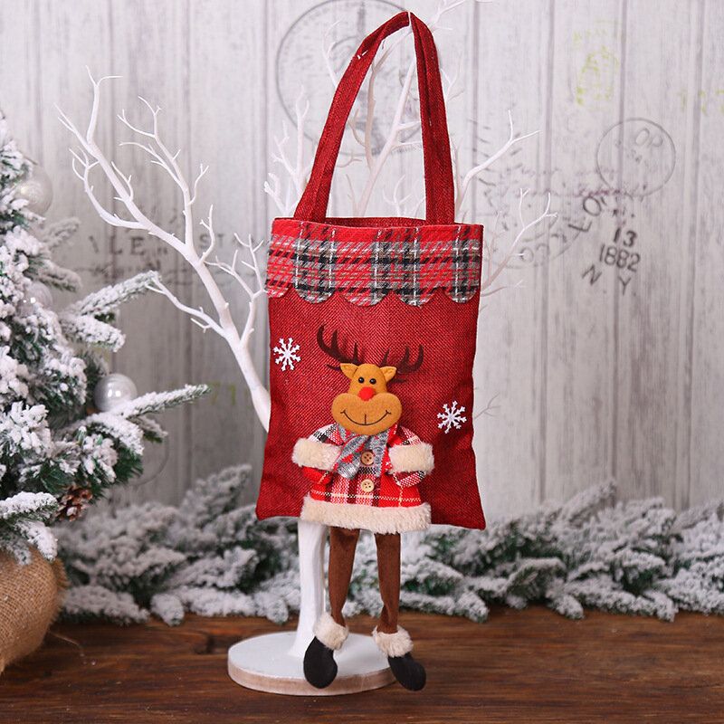 Patrón De Celosía Infantil Navidad Festiva Papá Noel Elk Patrón 3d Decoración De Pie Largo Bolso De Bocadillo De Caramelo Bolso