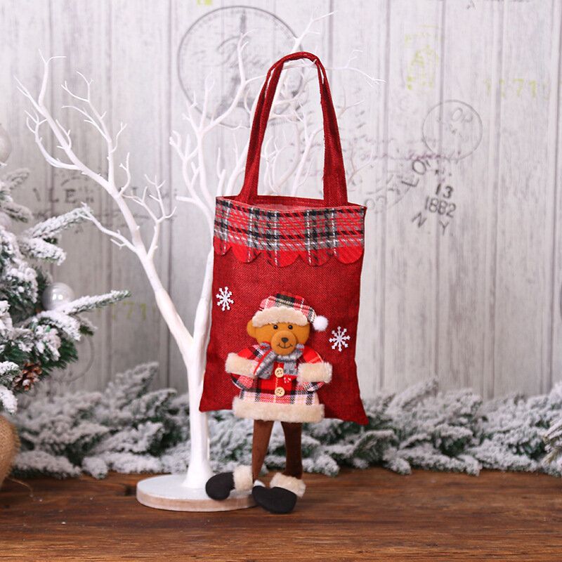 Patrón De Celosía Infantil Navidad Festiva Papá Noel Elk Patrón 3d Decoración De Pie Largo Bolso De Bocadillo De Caramelo Bolso