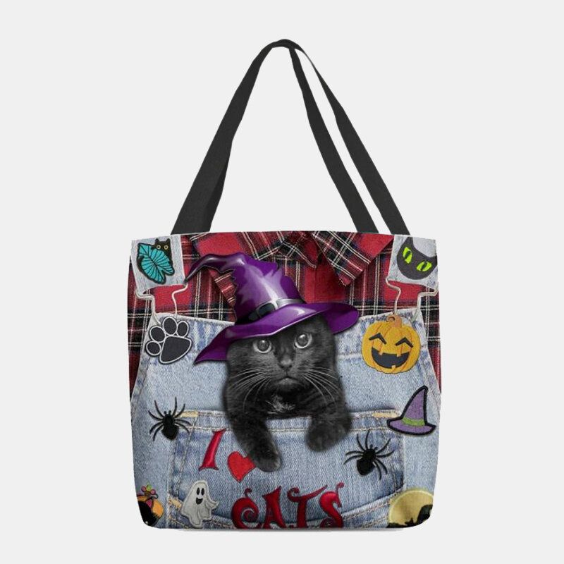 Sombrero Mágico De Lona Para Mujer Tridihombreional 3d Lindo Bolso De Gato Negro Bolso De Hombro