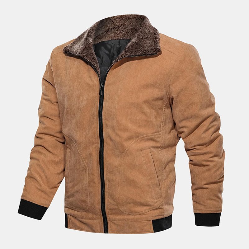 Chaqueta De Cuello Vuelto Cálida De Terciopelo Grueso Vintage Para Hombre