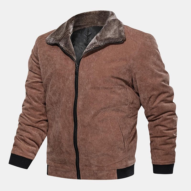 Chaqueta De Cuello Vuelto Cálida De Terciopelo Grueso Vintage Para Hombre