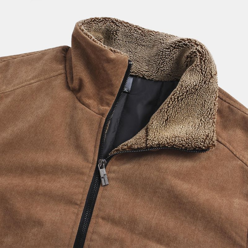 Chaqueta De Cuello Vuelto Cálida De Terciopelo Grueso Vintage Para Hombre