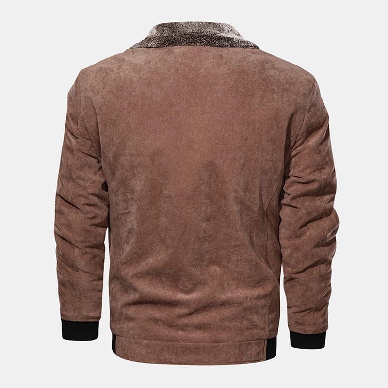 Chaqueta De Cuello Vuelto Cálida De Terciopelo Grueso Vintage Para Hombre