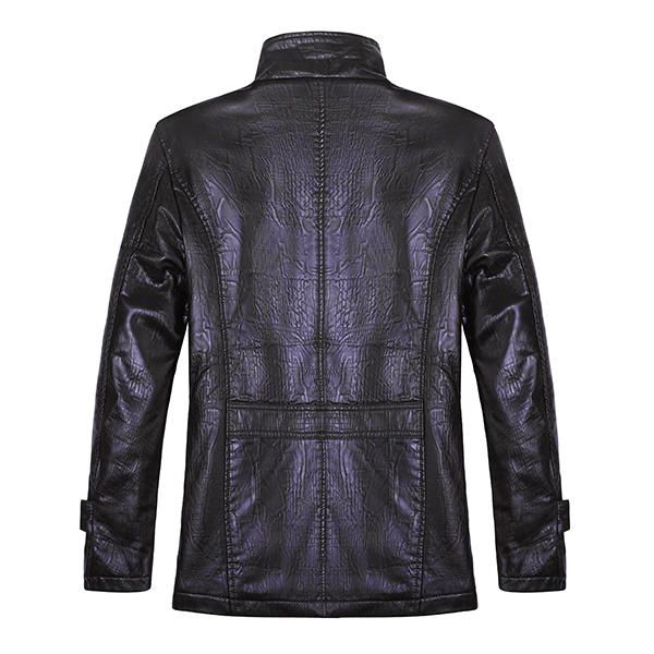 Chaqueta De Cuero Pu De Calidad Para Hombres Chaqueta Delgada Y Gruesa De Felpa Abrigo Cálido