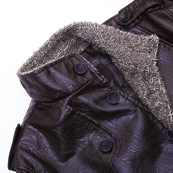 Chaqueta De Cuero Pu De Calidad Para Hombres Chaqueta Delgada Y Gruesa De Felpa Abrigo Cálido