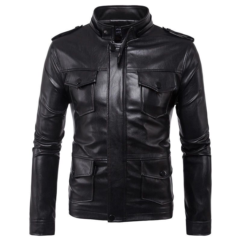 Chaqueta De Cuero Sintético Con Capucha Desmontable Para Hombre Chaqueta De Motorista De Pu