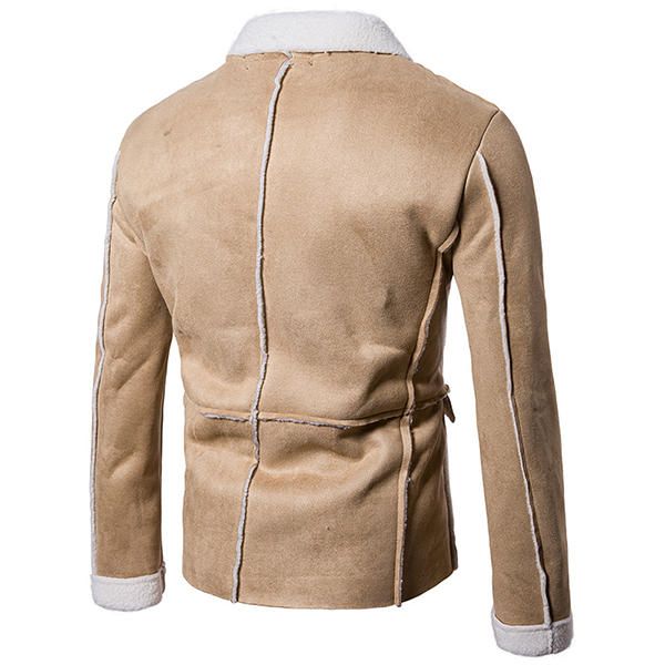 Chaqueta De Gamuza Ajustada Con Cuello De Solapa De Invierno Cálido Grueso Para Hombre