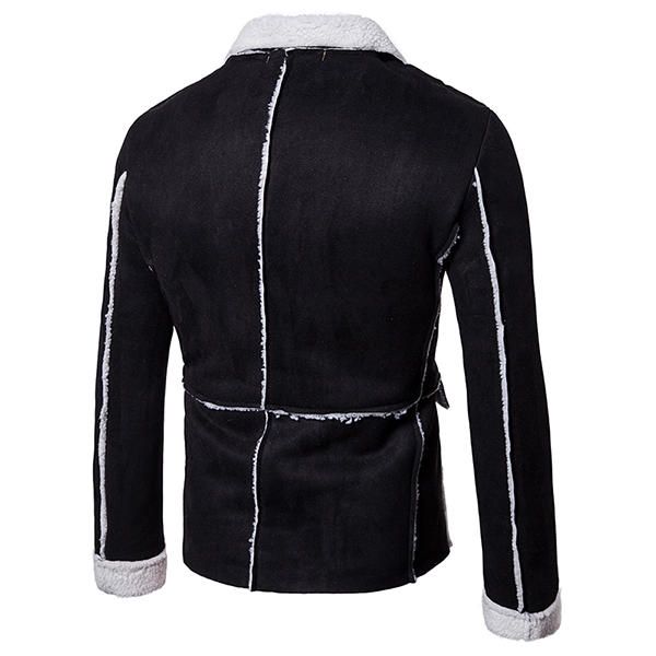 Chaqueta De Gamuza Ajustada Con Cuello De Solapa De Invierno Cálido Grueso Para Hombre