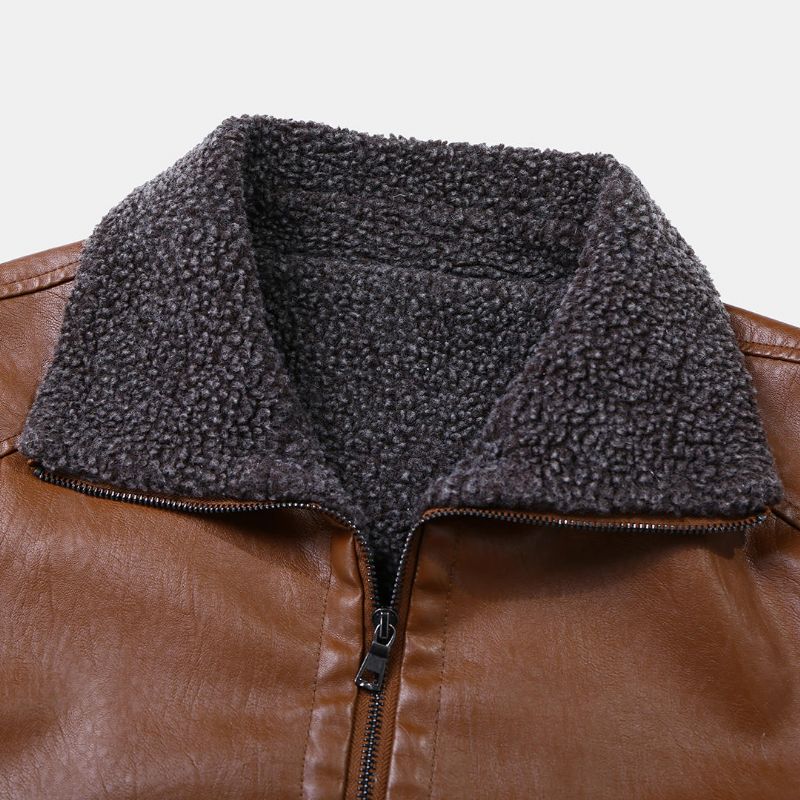 Chaqueta Informal A Prueba De Viento Con Cremallera Gruesa Y Resistente Al Desgaste De Pu Vintage Para Hombre