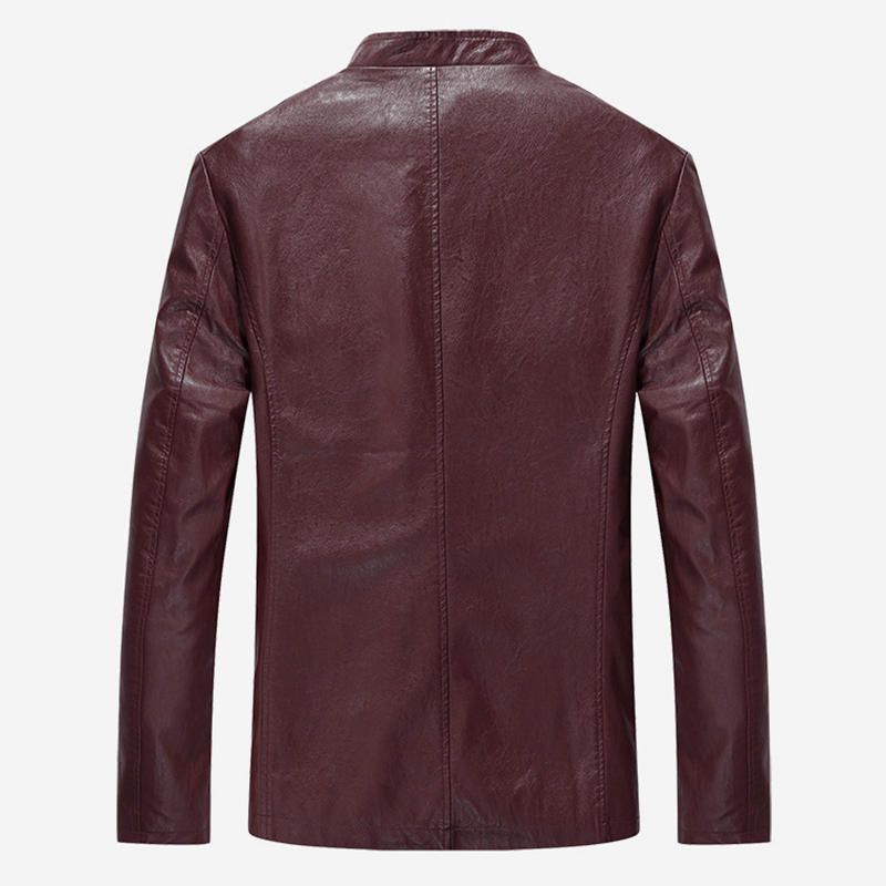 Chaqueta De Motorista Negra Con Cuello Alto Para Hombre Primavera Otoño Imitación De Cuero