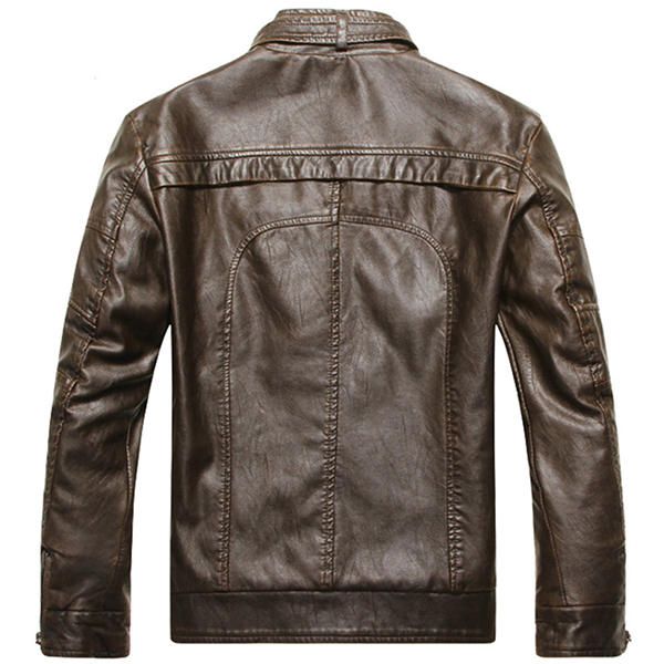 Chaquetas De Motociclista De Motociclista De Pu Con Cuello Alto Grueso De Piel Sintética Para Hombres