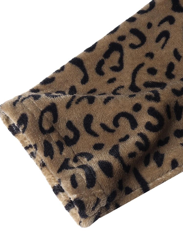 Abrigos Casuales Con Capucha Y Estampado De Leopardo Con Cremallera Para Mujer