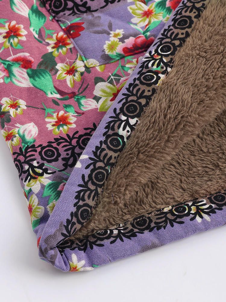 Abrigos Con Capucha Estampados Florales De Patchwork De Invierno Para Mujer