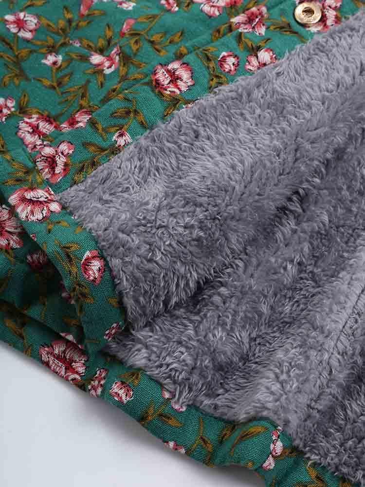 Abrigos De Manga Larga De Lana Con Capucha Con Estampado Floral Otoño Invierno