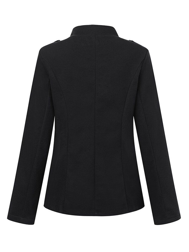 Chaqueta De Abrigos Casuales Con Cuello Alto Y Botones De Oficina De Estilo Británico Para Mujer