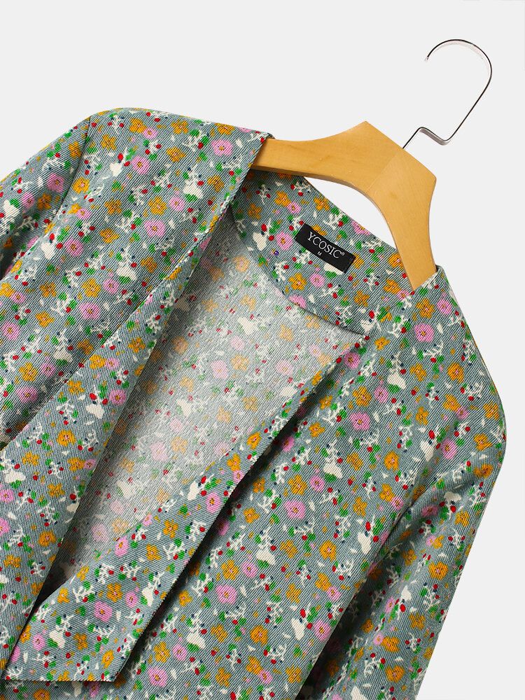 Chaqueta Informal De Manga Larga Con Estampado Floral Bohemio 3 4 Para Mujer