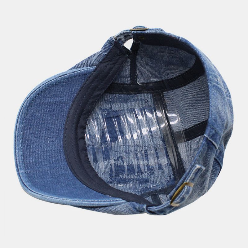 Agujero De Borde De Mezclilla Lavado Unisex Hacer Viejo Parasol Retro Gorra Delantera Boina Gorras Sombrero Plano