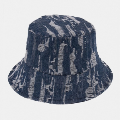 Agujero De Lavado De Mezclilla Unisex Retro Personalidad Casual Visera De Pareja Sombrero De Cubo