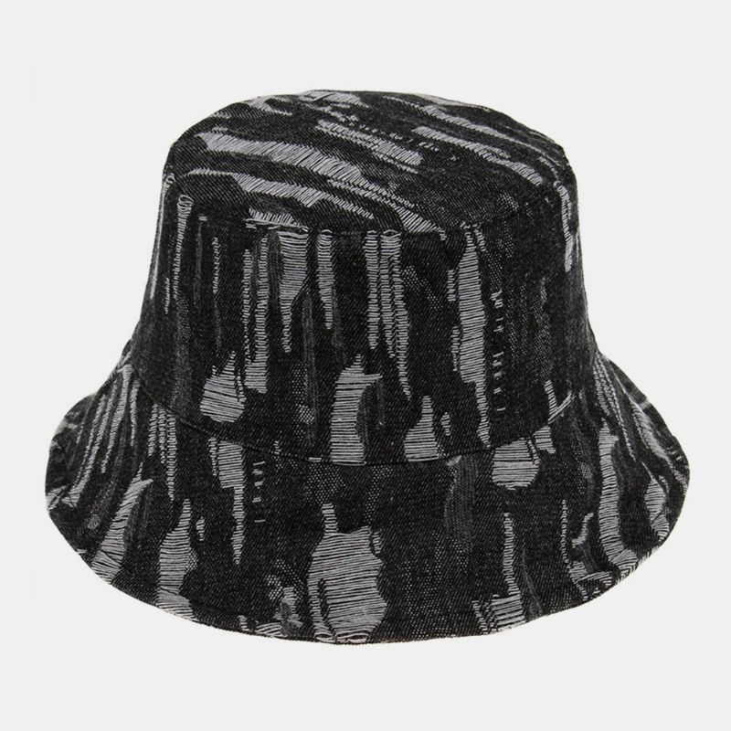 Agujero De Lavado De Mezclilla Unisex Retro Personalidad Casual Visera De Pareja Sombrero De Cubo