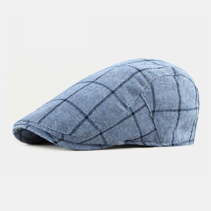 Algodón Unisex Estilo Británico Plaids Patrón Casual Young Forward Hat Beret Hat