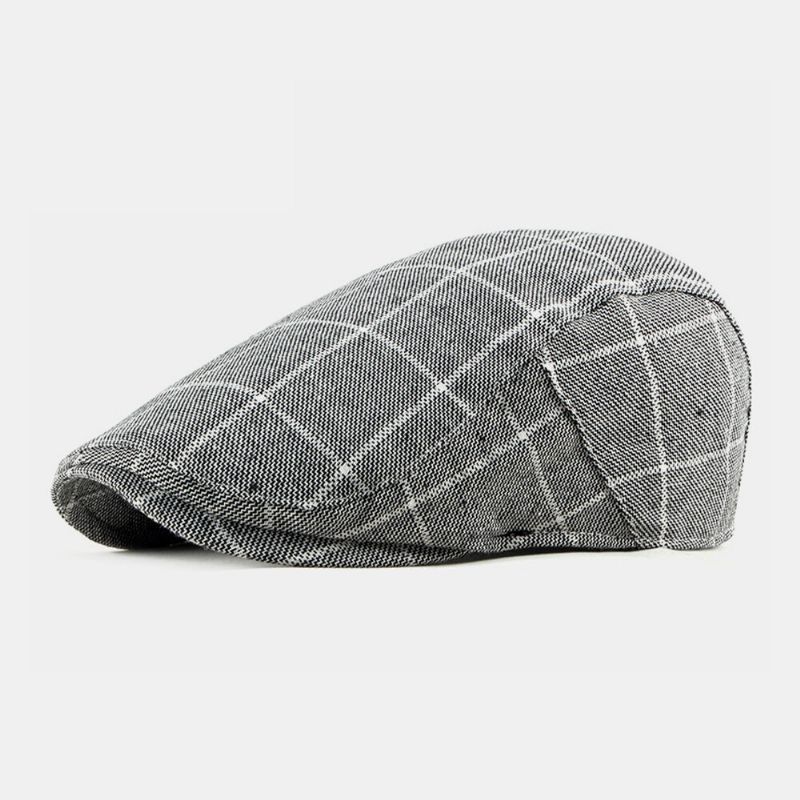 Algodón Unisex Estilo Británico Plaids Patrón Casual Young Forward Hat Beret Hat