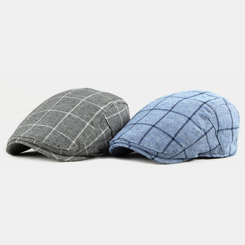 Algodón Unisex Estilo Británico Plaids Patrón Casual Young Forward Hat Beret Hat