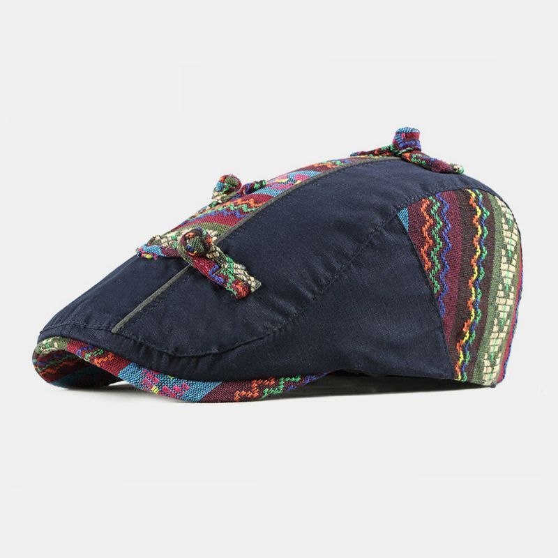 Algodón Unisex Estilo Étnico Casual Rayas De Colores Visera Solar Sombrero Plano Sombrero Delantero Sombrero De Boina