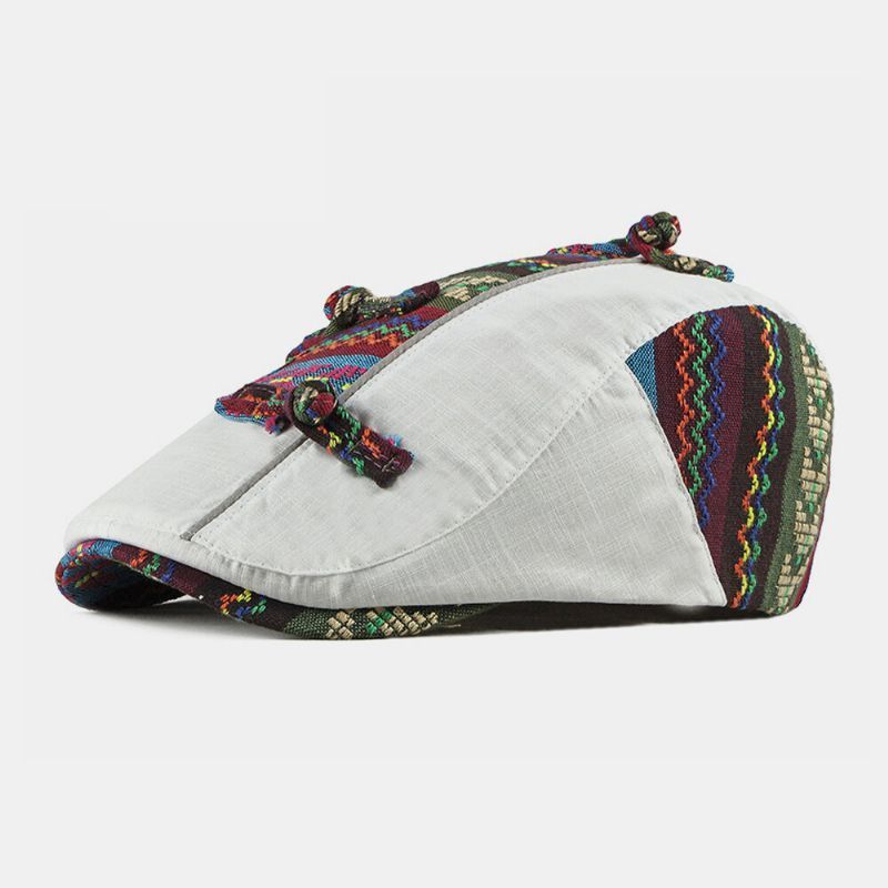 Algodón Unisex Estilo Étnico Casual Rayas De Colores Visera Solar Sombrero Plano Sombrero Delantero Sombrero De Boina