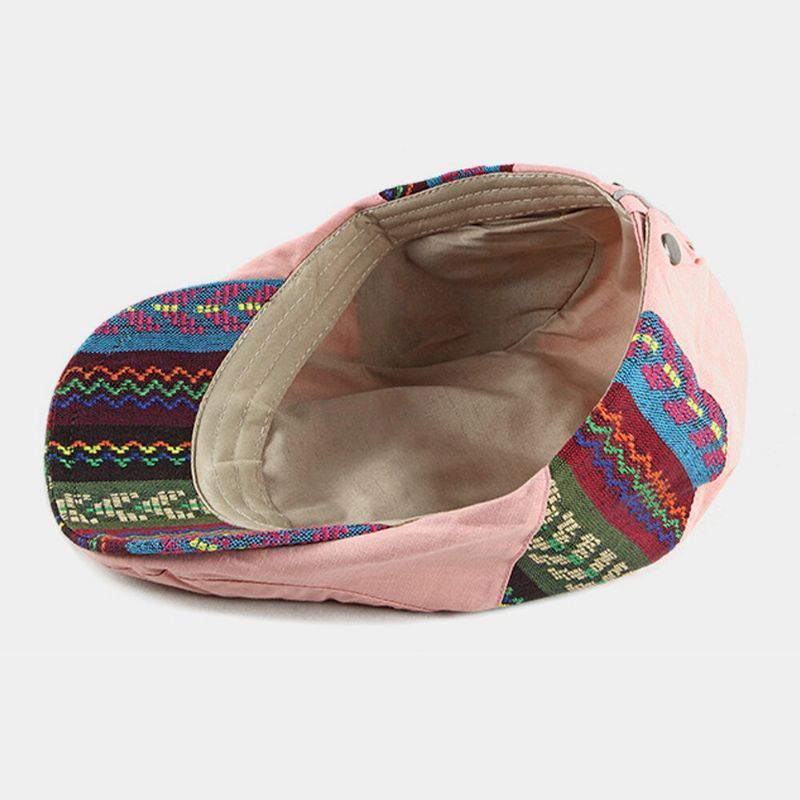 Algodón Unisex Estilo Étnico Casual Rayas De Colores Visera Solar Sombrero Plano Sombrero Delantero Sombrero De Boina