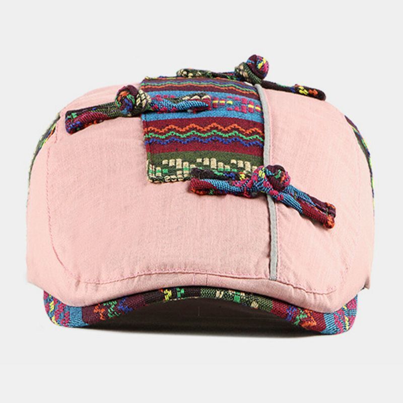 Algodón Unisex Estilo Étnico Casual Rayas De Colores Visera Solar Sombrero Plano Sombrero Delantero Sombrero De Boina