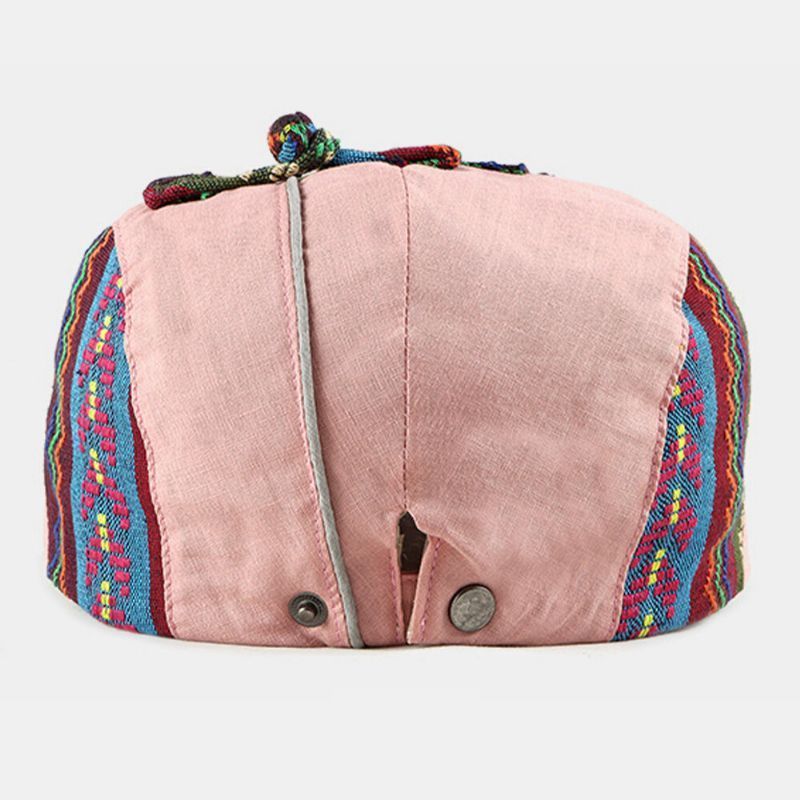 Algodón Unisex Estilo Étnico Casual Rayas De Colores Visera Solar Sombrero Plano Sombrero Delantero Sombrero De Boina