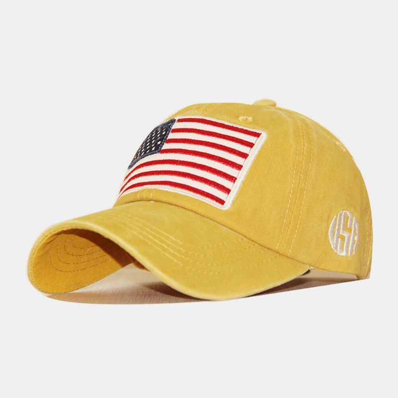 Algodón Unisex Hecho Antiguo Clásico Casual Patrón De Bandera De América Visera Para El Sol Sombrero De Béisbol Sombrero