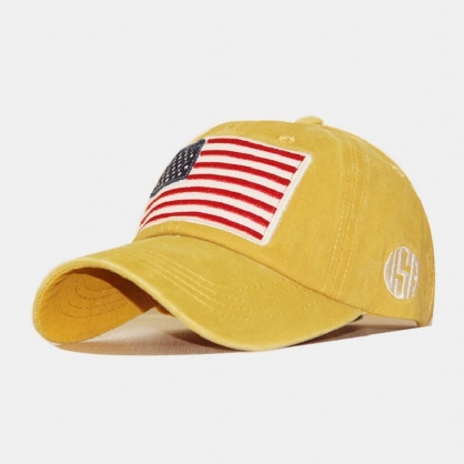 Algodón Unisex Hecho Antiguo Clásico Casual Patrón De Bandera De América Visera Para El Sol Sombrero De Béisbol Sombrero